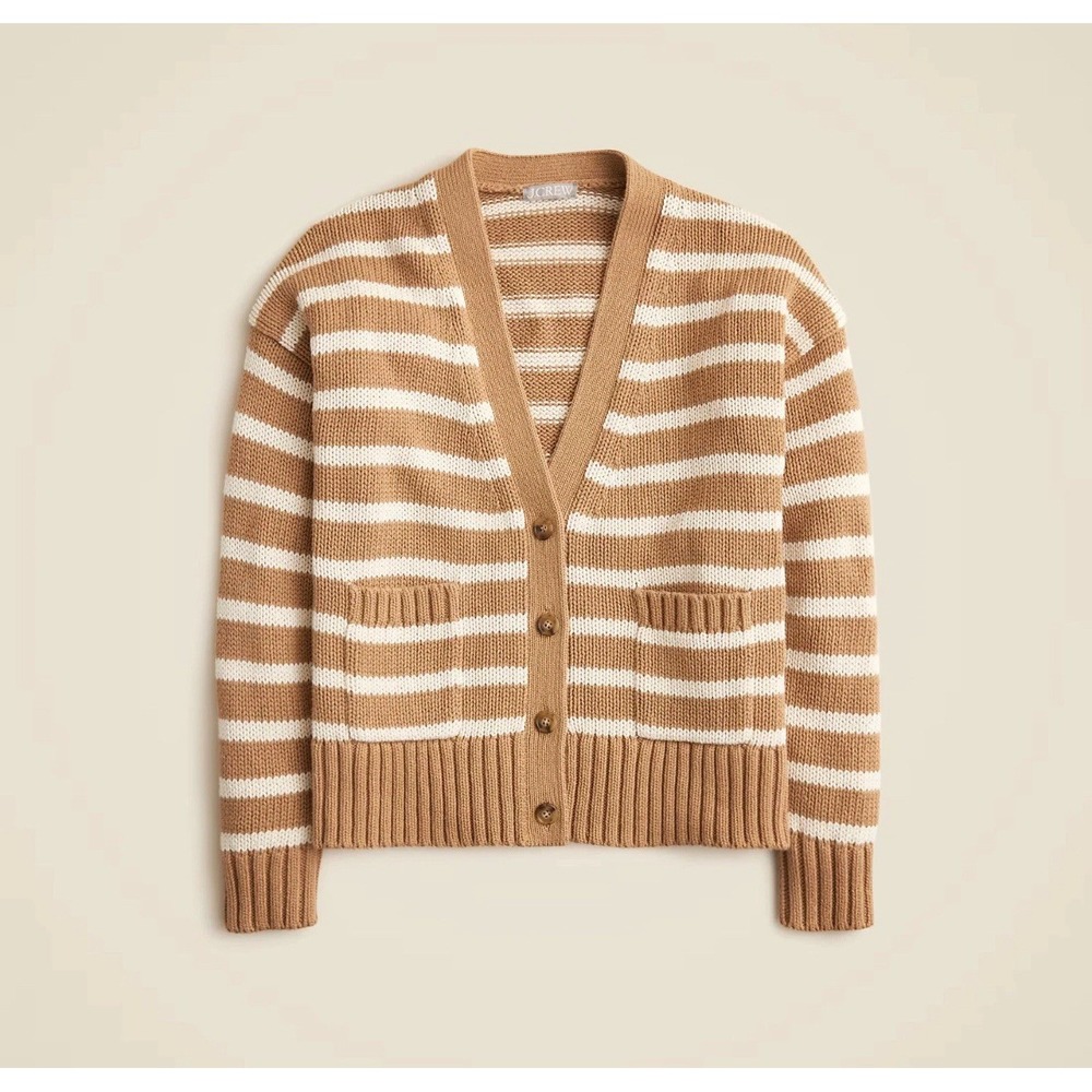 J Crew Women's Heritage cotton relaxed cardigan in stripe Size M CH823‎